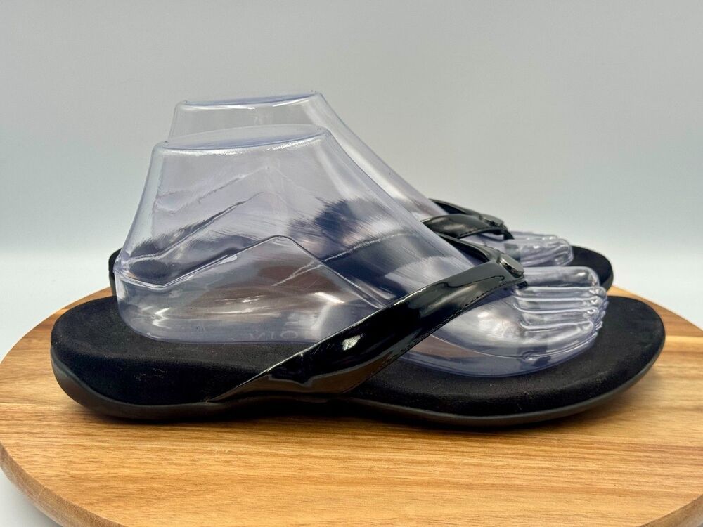 VIONIC Davina Flip Flops Black Comfort Arch Support Sandals Size 9-10?